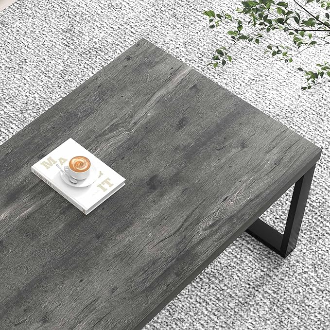 EXCEFUR Modern Coffee Table, Rustic Wood and Metal Center Table - Image 4