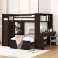 Full Size Loft Bed with Wardrobe Desk and Shelves, Solid Wood Bunk Stand-Alone by Favfurish