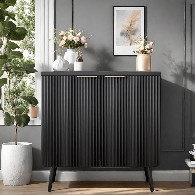 Buffet Cabinet, Sideboard Fluted Cabinet Modern Kitchen Buffet Storage Cabinets - Image 3