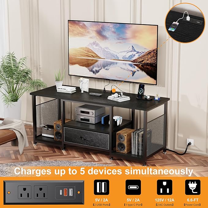 TV Stand with Drawers and Power Outlet - Image 5