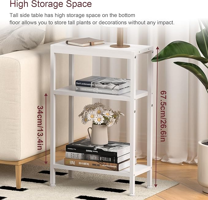 Narrow Side Table for Small Space, 3-Tier Small End Table - Image 5