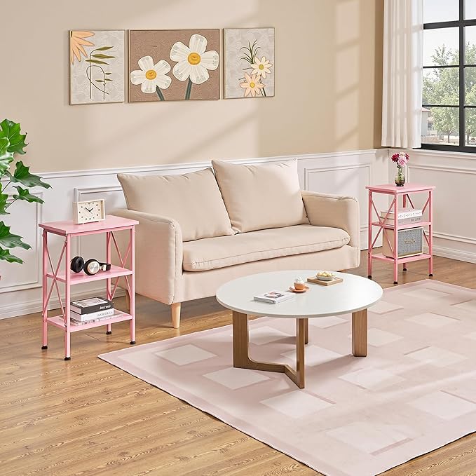 VECELO End Table, Bedside Table, X-Design Reinforced Nightstands, Side Table - Image 7
