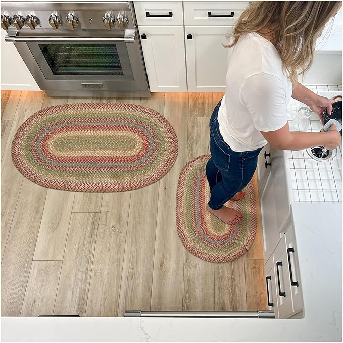 Azalea Multi Color Oval Braided Rug, 2x3' by Homespice