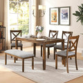 6-Piece Solid Wood Dining Table Set, Including 1 Dining Table, 4 Upholstered by Zevemomo