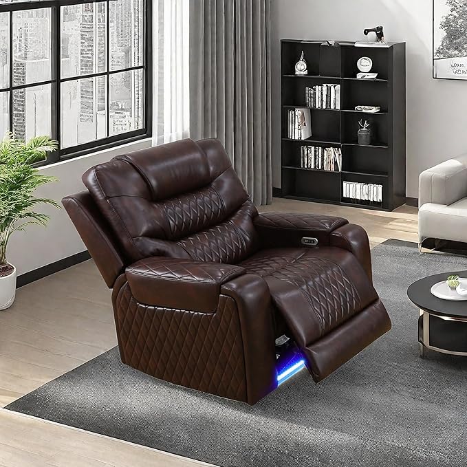 Recliner Chair, Leather Recliner Home Theater Seating, Electric Reclining Chair - Image 4