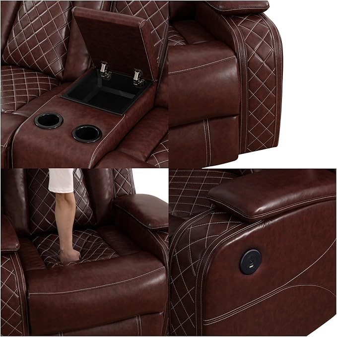 Loveseat Recliner Sofa, Reclining Loveseat Leather Couch - Image 5