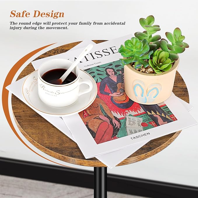 Round Side Table Set of 2 Small End Table Accent Table - Image 4