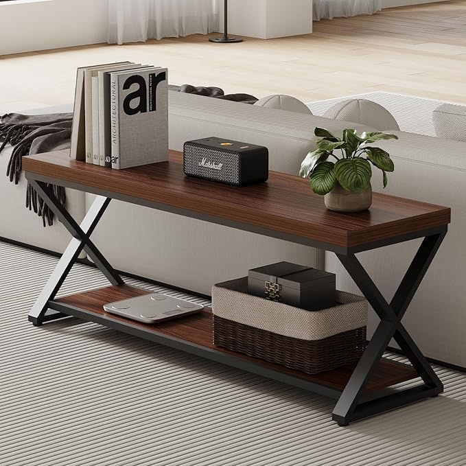 IBF Wood Entryway Bench Indoor, Industrial Wooden Metal Entry Shoe Storage - Image 5