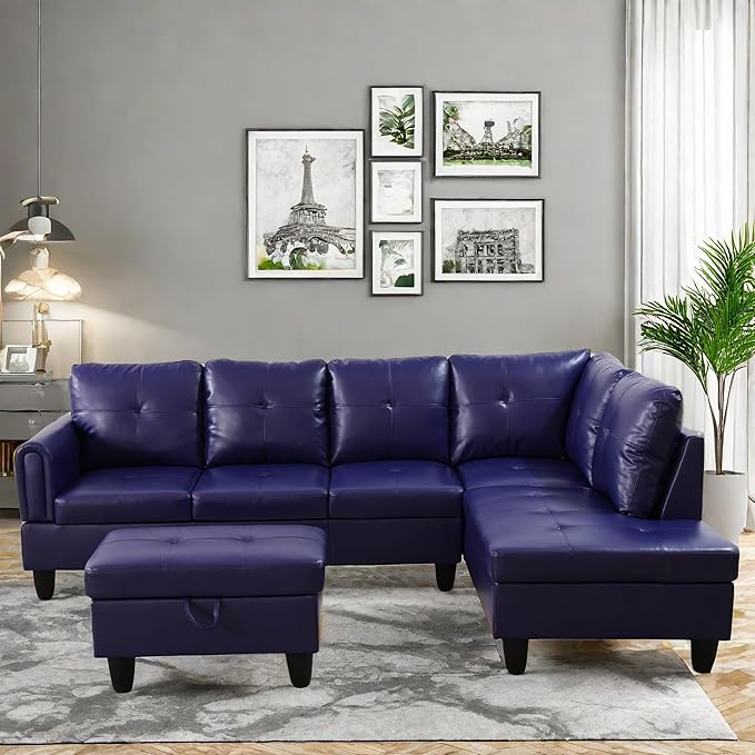 Convertible Leather Sectional Couch, Modern L Shaped Couch by ChicFurnit