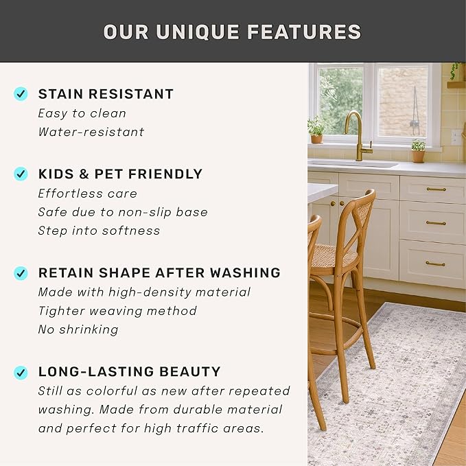 Light Gray Washable Rugs for Living Room - Image 7