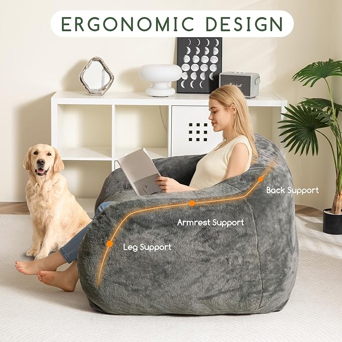 HIGOGOGO Giant Bean Bag Chair for Adults, Big Comfy Sofa Chair for Bedroom - Image 4