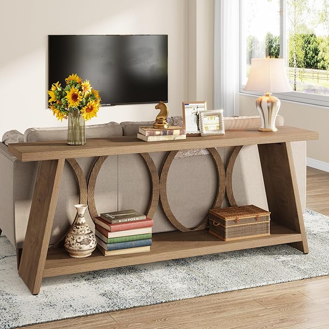Tribesigns 70.9 inch Extra Long Console Table, Farmhouse Sofa Table Behind Couch - Image 4