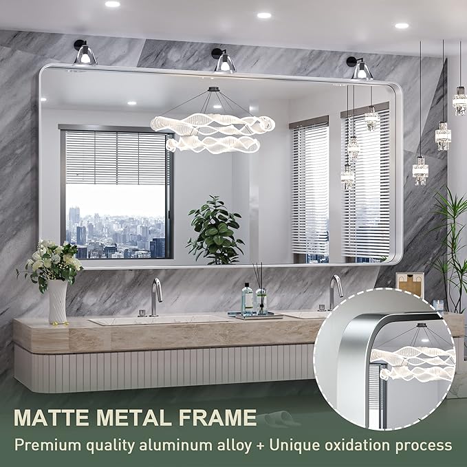 TokeShimi 72 x 36 Inch Brushed Silver Mirror Wall Mirror - Image 4