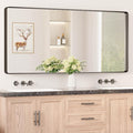 Keonjinn Black Bathroom Mirror for Over Sink, 60” x 28” Large Rounded Rectangle by Keonjinn