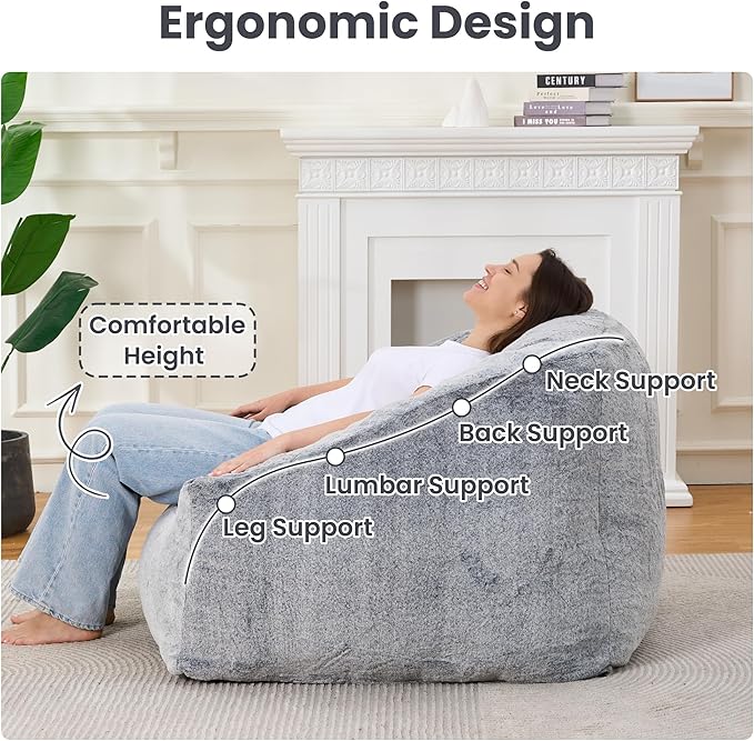 Bean Bag Chairs for Adults, Giant Beanbag Sofa Comfy Reading Chair, Oversized - Image 4