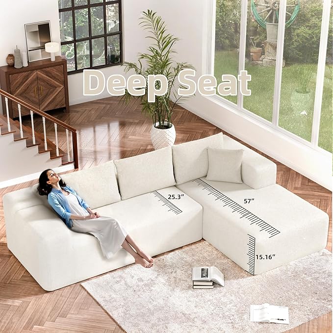 Cloud Sectional Couch, 104”L-Shape Oversized Sofa - Image 5