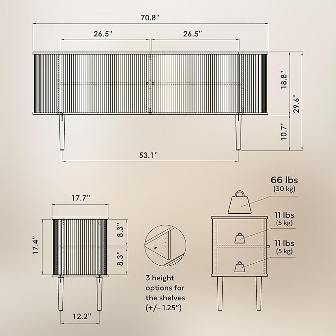 WERMO 71’’ Sideboard Storage Cabinet - Image 2