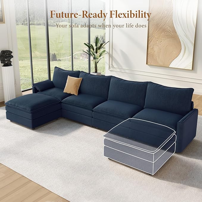 Vesgantti 142" Cloud Couch Sectional Modular Sofa, Comfy Sectional Couch - Image 8