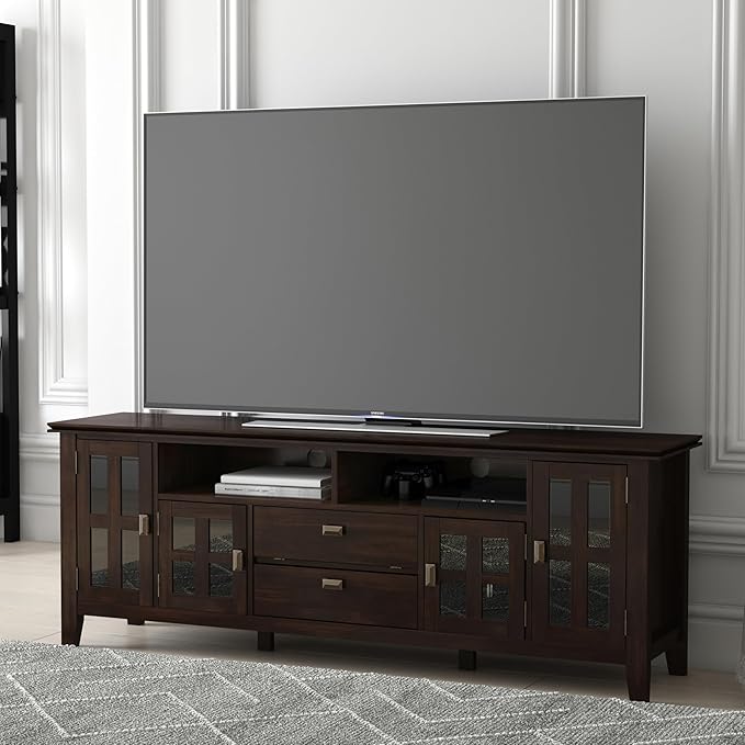 SIMPLIHOME Artisan SOLID WOOD 72 inch Wide Transitional TV Media Stand in - Image 2