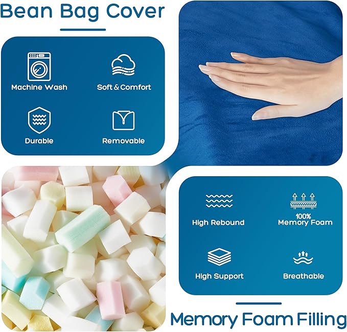 HABUTWAY Bean Bag Chair: Giant 4' Memory Foam Furniture Bean Bag Chairs - Image 5