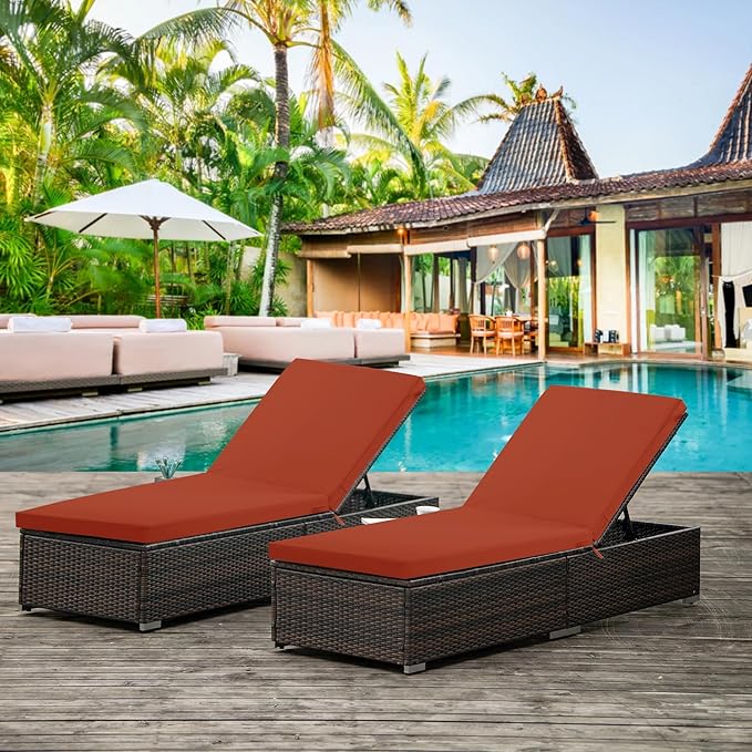 Chaise Lounge Cushions Outdoor Set of 4 - Image 9