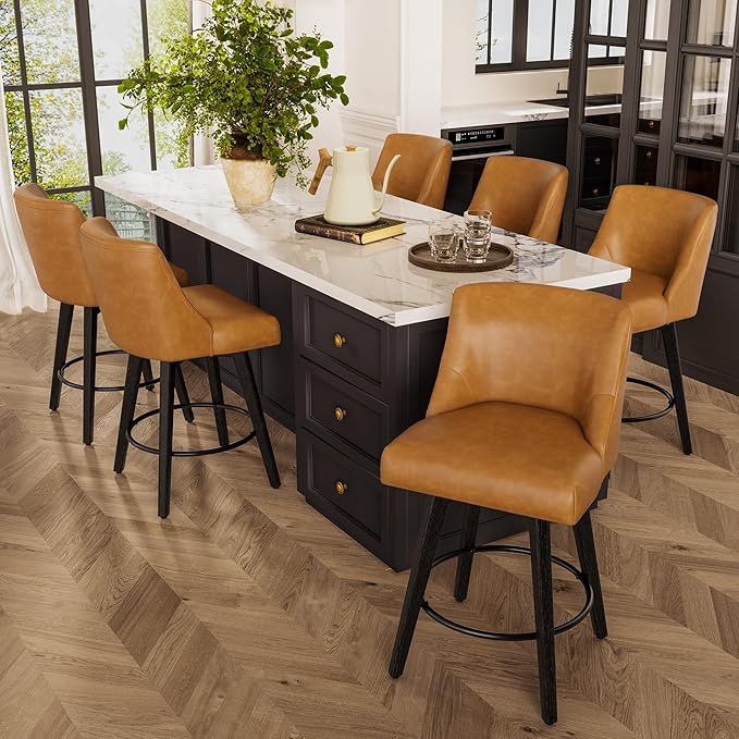 Counter Height Bar Stools Set of 6, Modern Swivel Barstools by ErdoruLiving