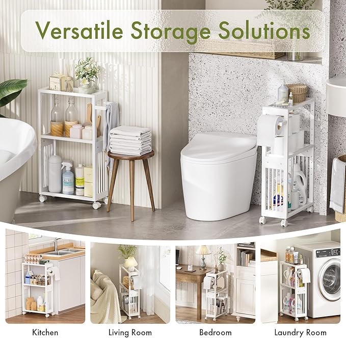AmazerBath White Toilet Paper Holder Storage - Image 7