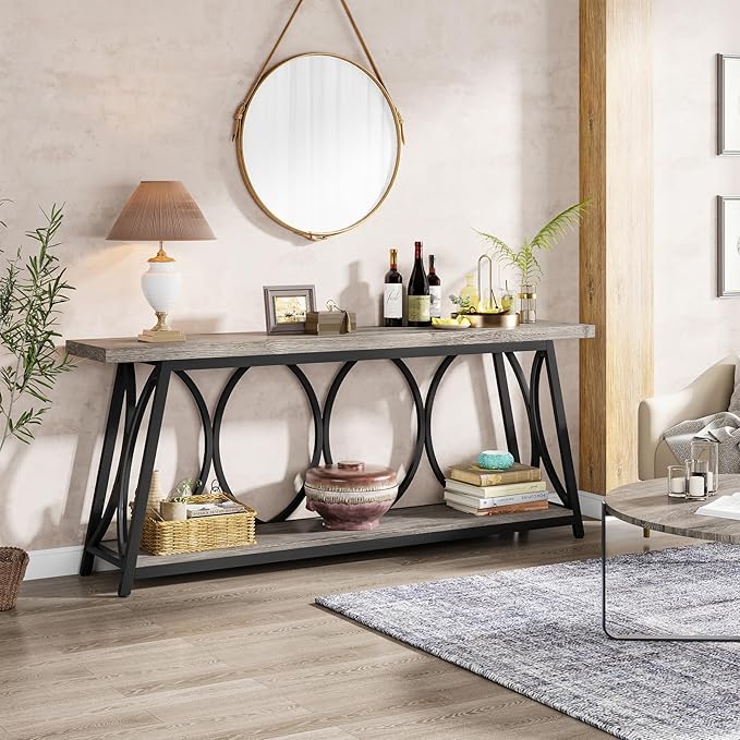 Tribesigns 70.9 inch Extra Long Console Table, Industrial Sofa Table Behind - Image 3