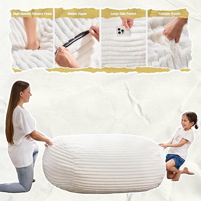 Hobestluk 4FT Bean Bag Chairs Adult Bean Bag - Image 5