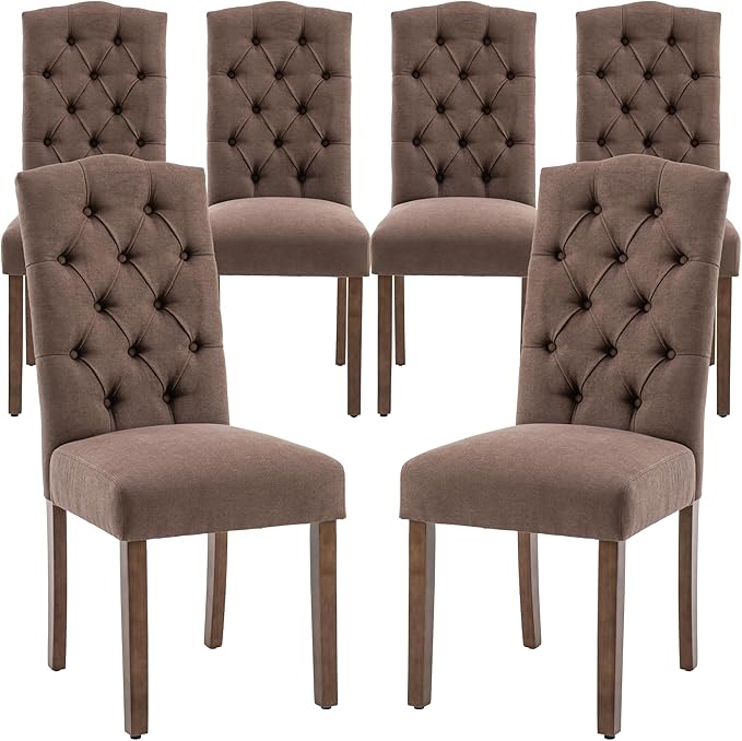 Tufted Upholstered Parsons Dining Chair Set Fabric Diner Accent Stylish Modern by SNUGWAY