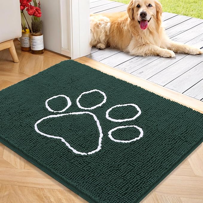 OLANLY Door Mat for Muddy Dog Paws 40x32, Absorbent Chenille Mud Doormat by OLANLY