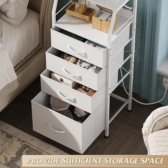 WLIVE Night Stand with Charger Station, Tall Dresser - Image 6