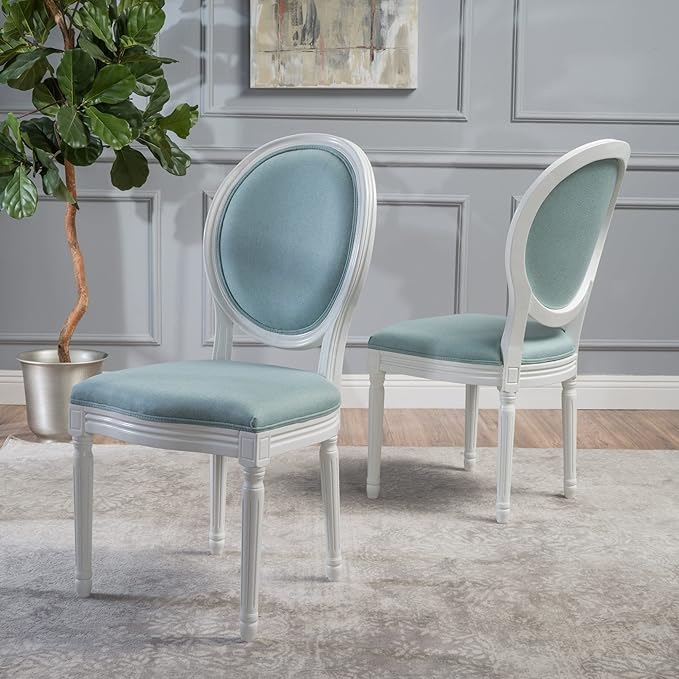 Christopher Knight Home Phinnaeus Fabric Dining Chairs, 2-Pcs Set, Light Blue - Image 2