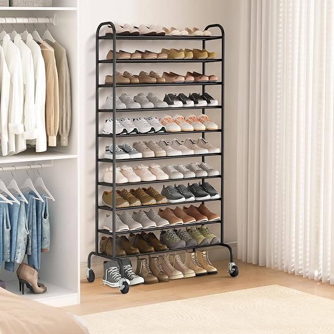STORAGE MANIAC Expandable Shoe Rack, 44 Pairs Stackable Small Shoe Rack - Image 6