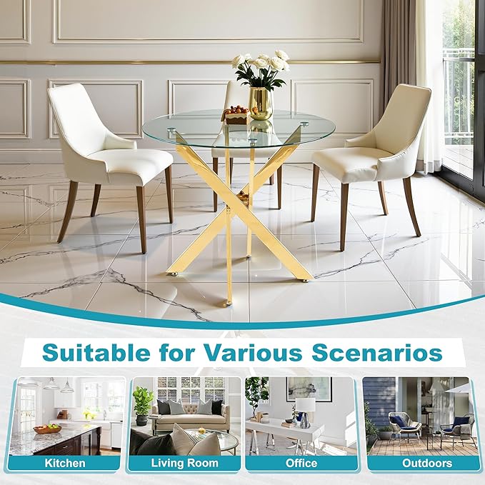 Dining Table for 4 Modern Round Dining Table 35.43" Kitchen & Dining Room Tables - Image 7