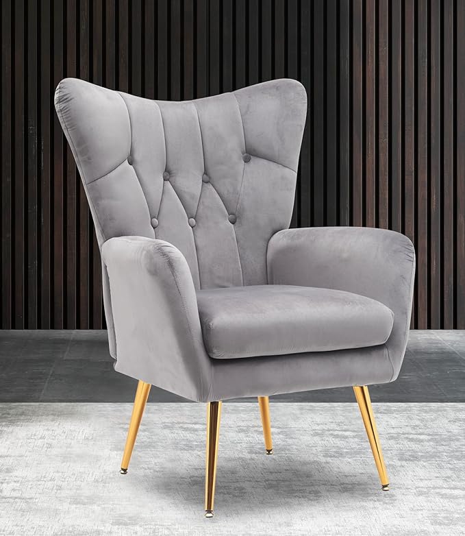 Container Furniture Direct Modern Chic Mid-Century Velvet Accent Armchair - Image 4