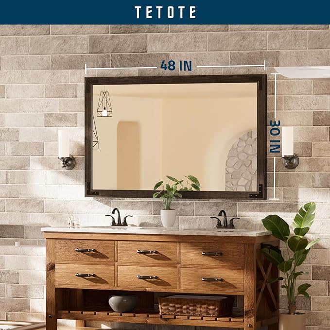 TETOTE 48 x 30 Black Wood Mirror - Image 7