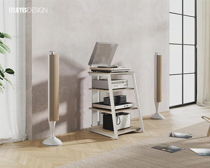 FITUEYES Design 4-Tier AV Media Stand Corner Shelf Stand Wooden Corner Shelves - Image 7