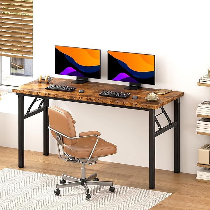DlandHome Large Computer Desk, Folding Desk, Decent and Steady Home Office - Image 2