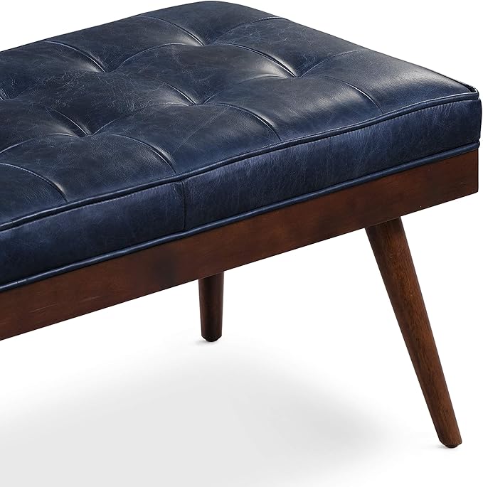 POLY & BARK Napa Luca Leather Bench, Midnight Blue - Image 6