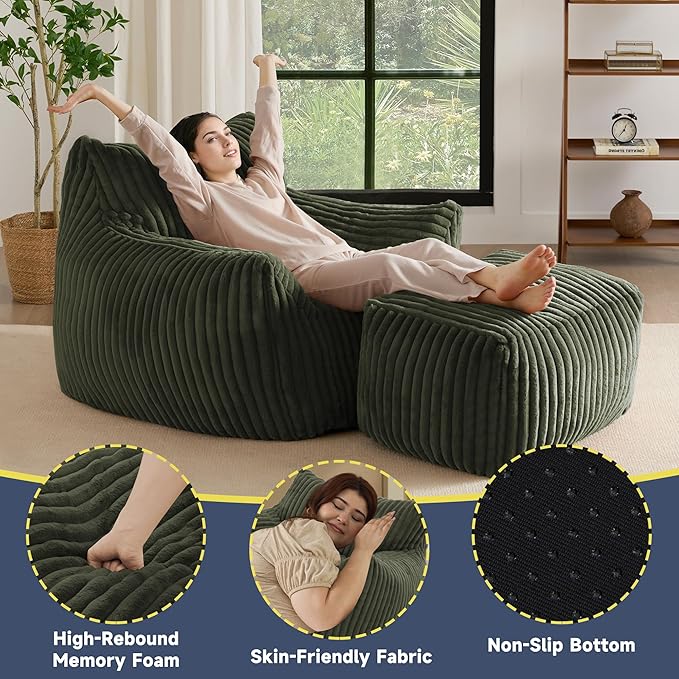 Giant Bean Bag Chairs for Adults, Oversized Chaise Lounge Chair Indoor - Image 3
