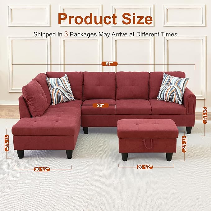 Osparple L Shaped Couch Sectional Couches - Image 2