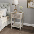 COSIEST Vintage Nightstand, MDF 2-Tier Bedside Table, Wood Accent End Table by COSIEST