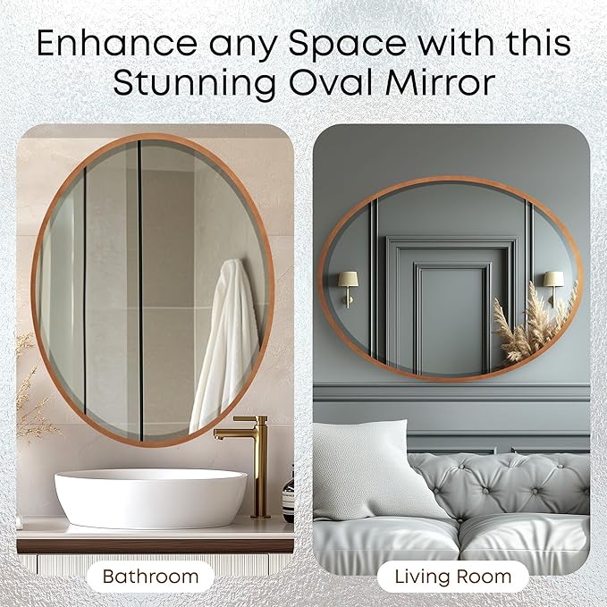 OVALCREST - Oval Wooden Beveled Wall Mirror - Image 7