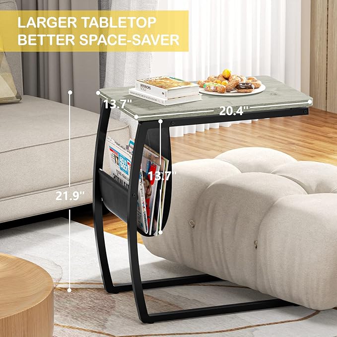 SRIWATANA Side End Tables Living Room, Vintage C-Shaped Laptop Table - Image 6