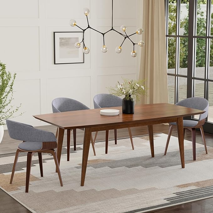 SIMPLIHOME Draper Extendable Dining Table, Solid Wood Walnut Veneer in Walnut - Image 2