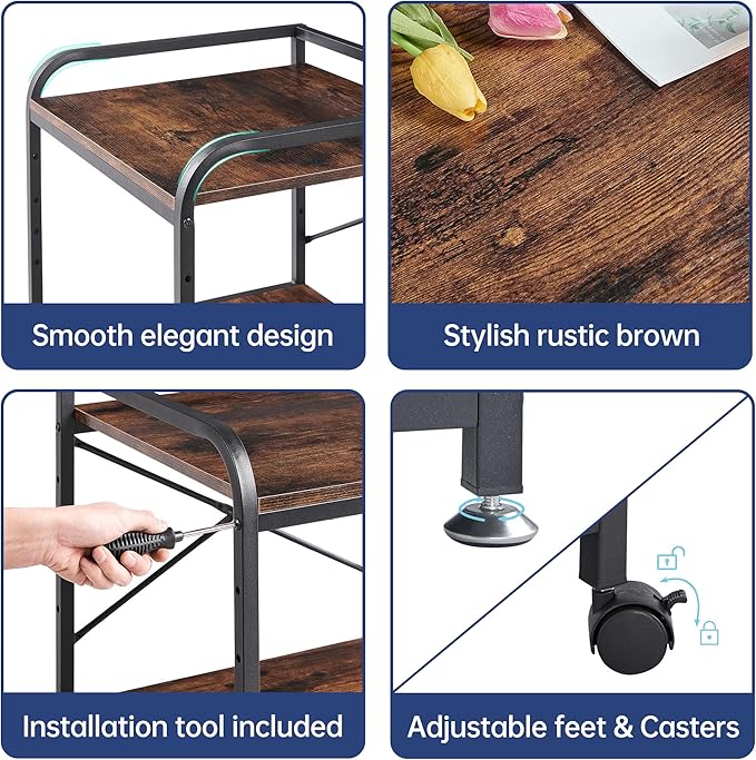 Under Desk Printer Stand, 20 Inches Deep Large Printer Table - Image 9