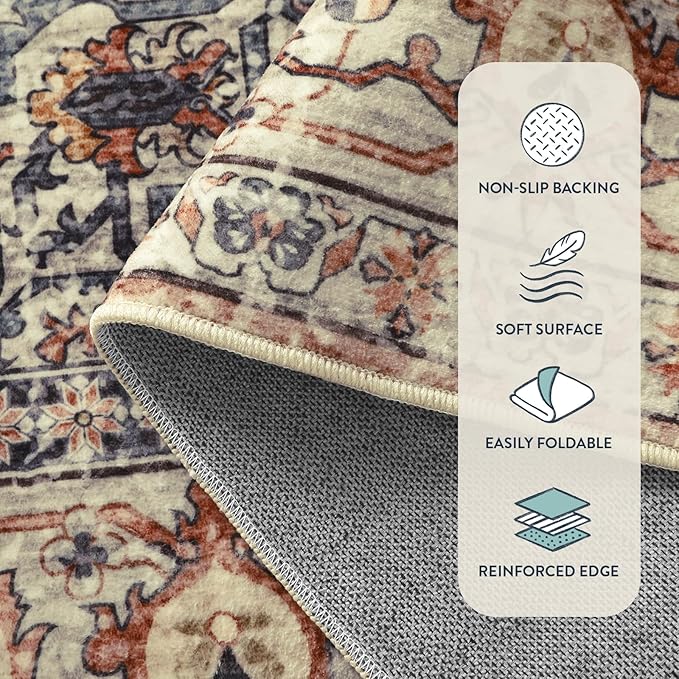 Lahome Oriental Washable Rugs 5x7, Soft 5x7 Rug - Image 7