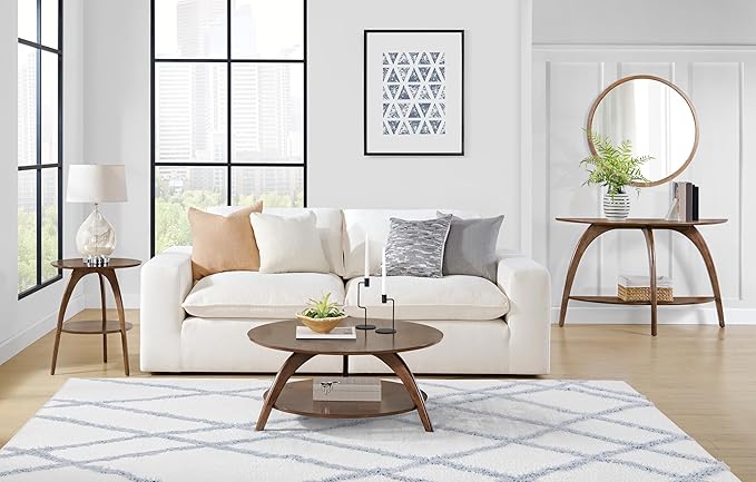 Martin Svensson Home LAX Walnut Brown 48-Inch Half-Moon Wood Sofa Console Table - Image 6