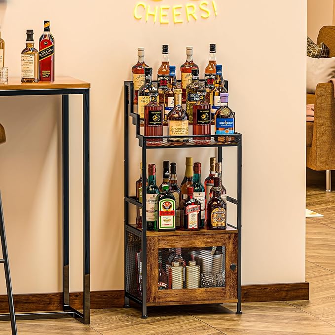 Tiered Liquor Stand with Bar Cabinet - Image 6